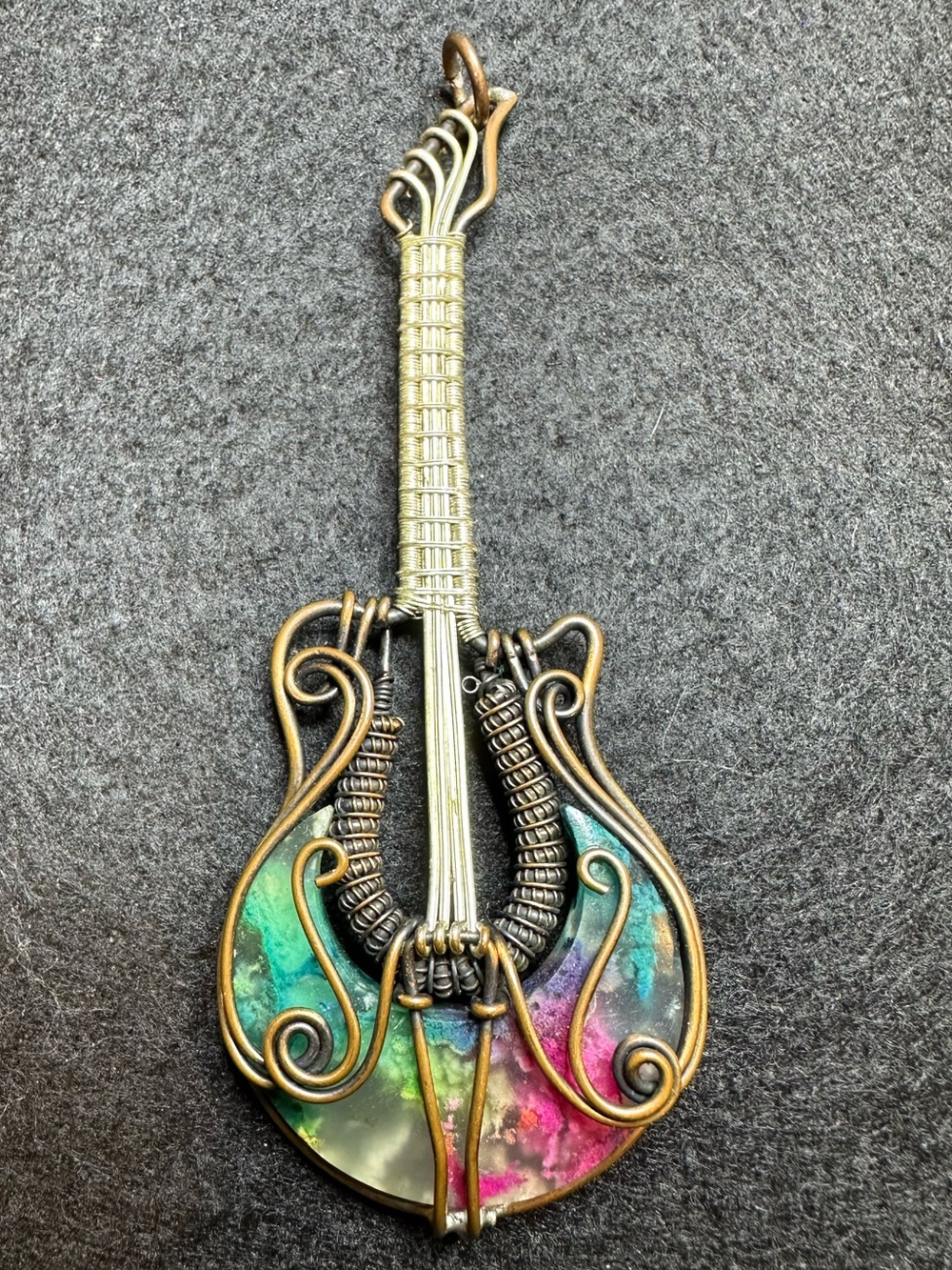 Copper wire Wrapped Guitar Pendant